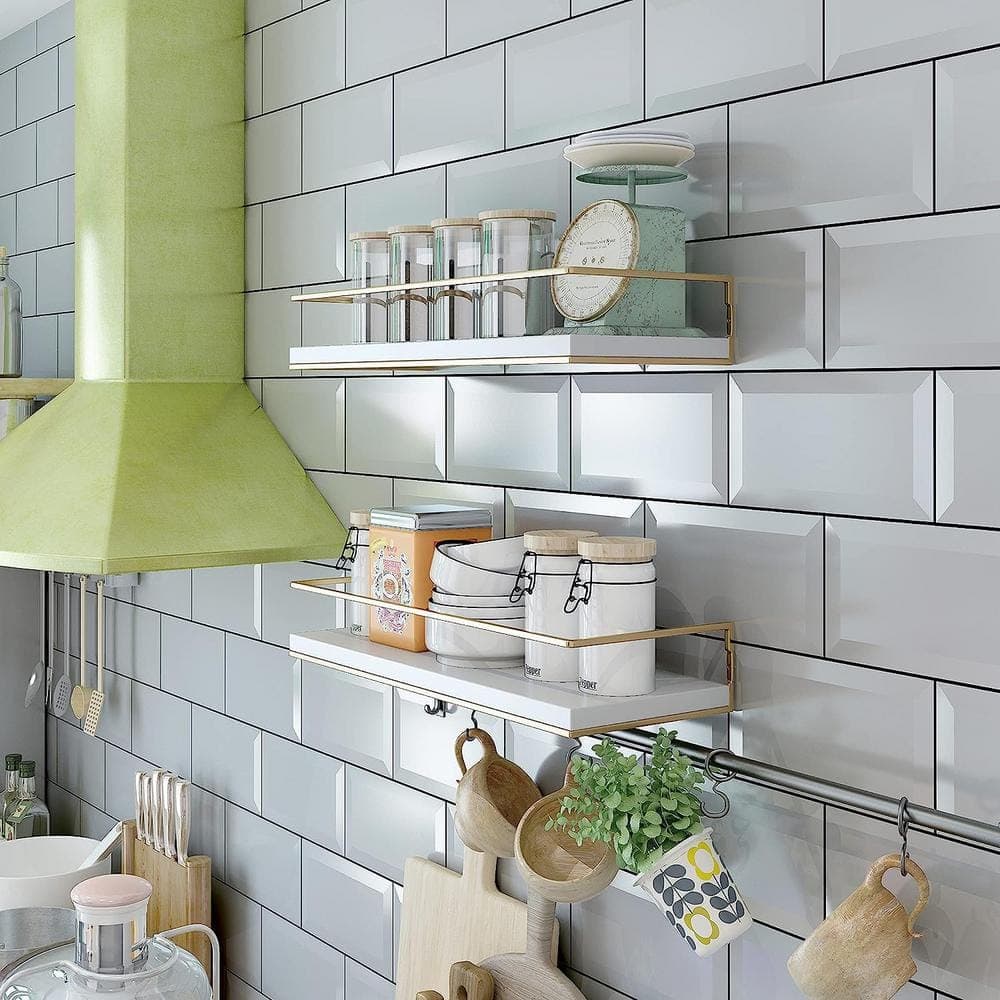 Dyiom 6 in. W x 4 in. H x 16 in. D White Over The Toilet Storage Bathroom Shelves, Wall Mounted with Removable Legs (3)