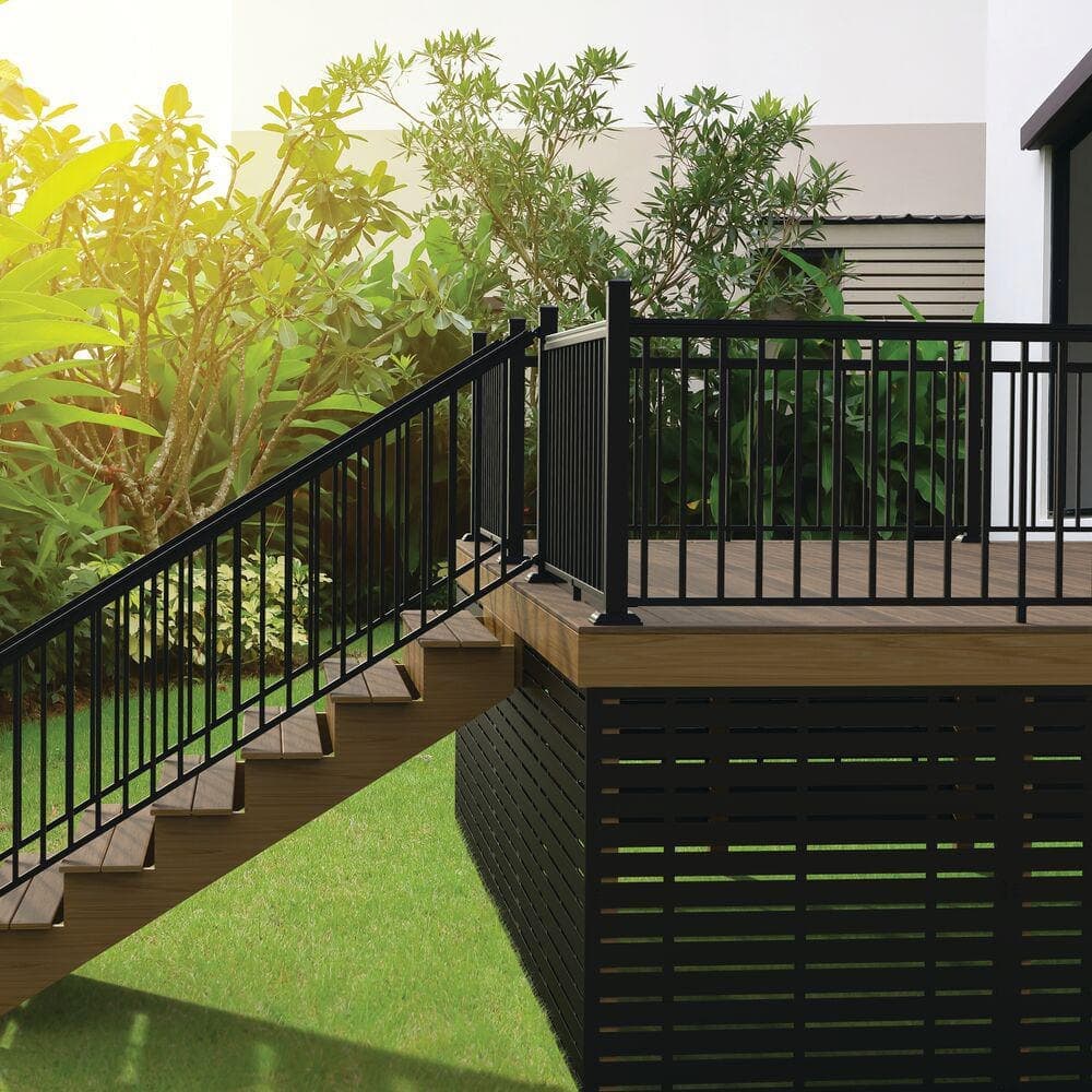 Barrette Outdoor Living VersaRail Classic 8 ft. x 36 in. Matte Black Aluminum Rail Stair Kit (2)