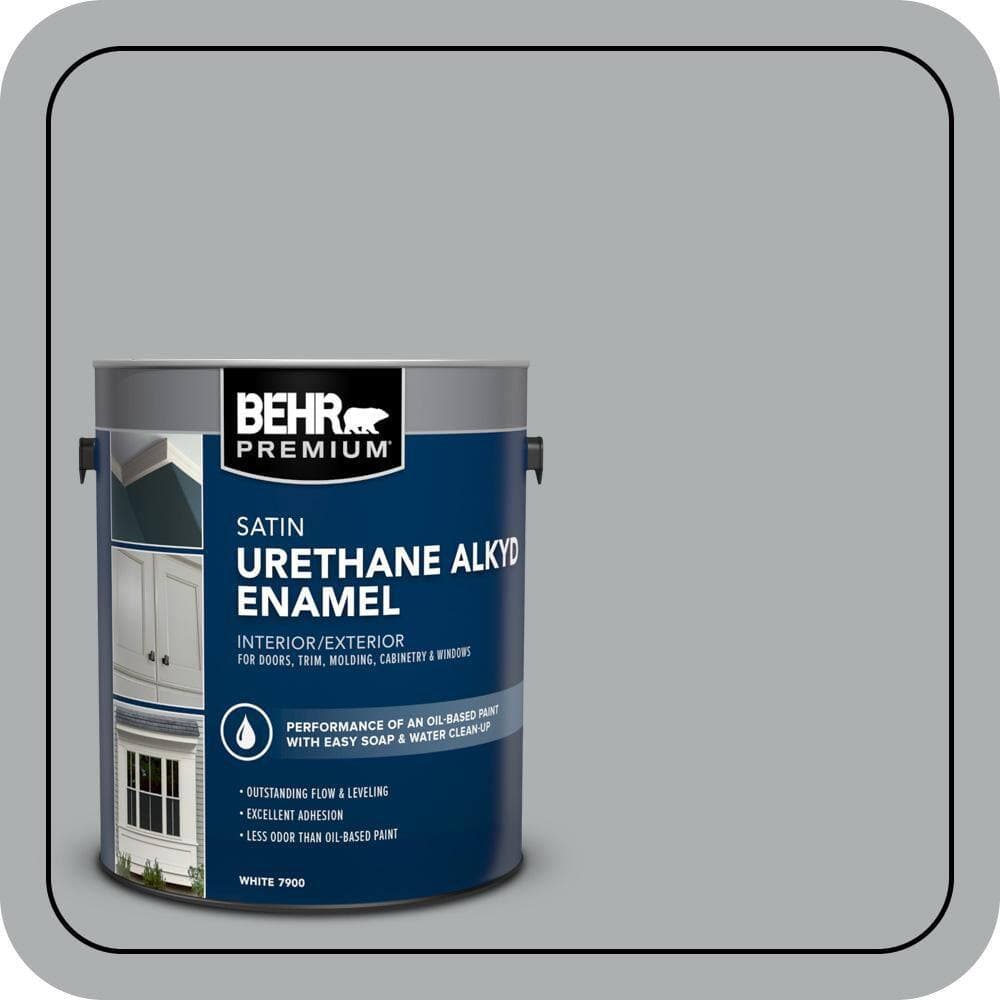 BEHR PREMIUM 1 gal. #N500-3 Tin Foil Urethane Alkyd Satin Enamel Interior/Exterior Paint