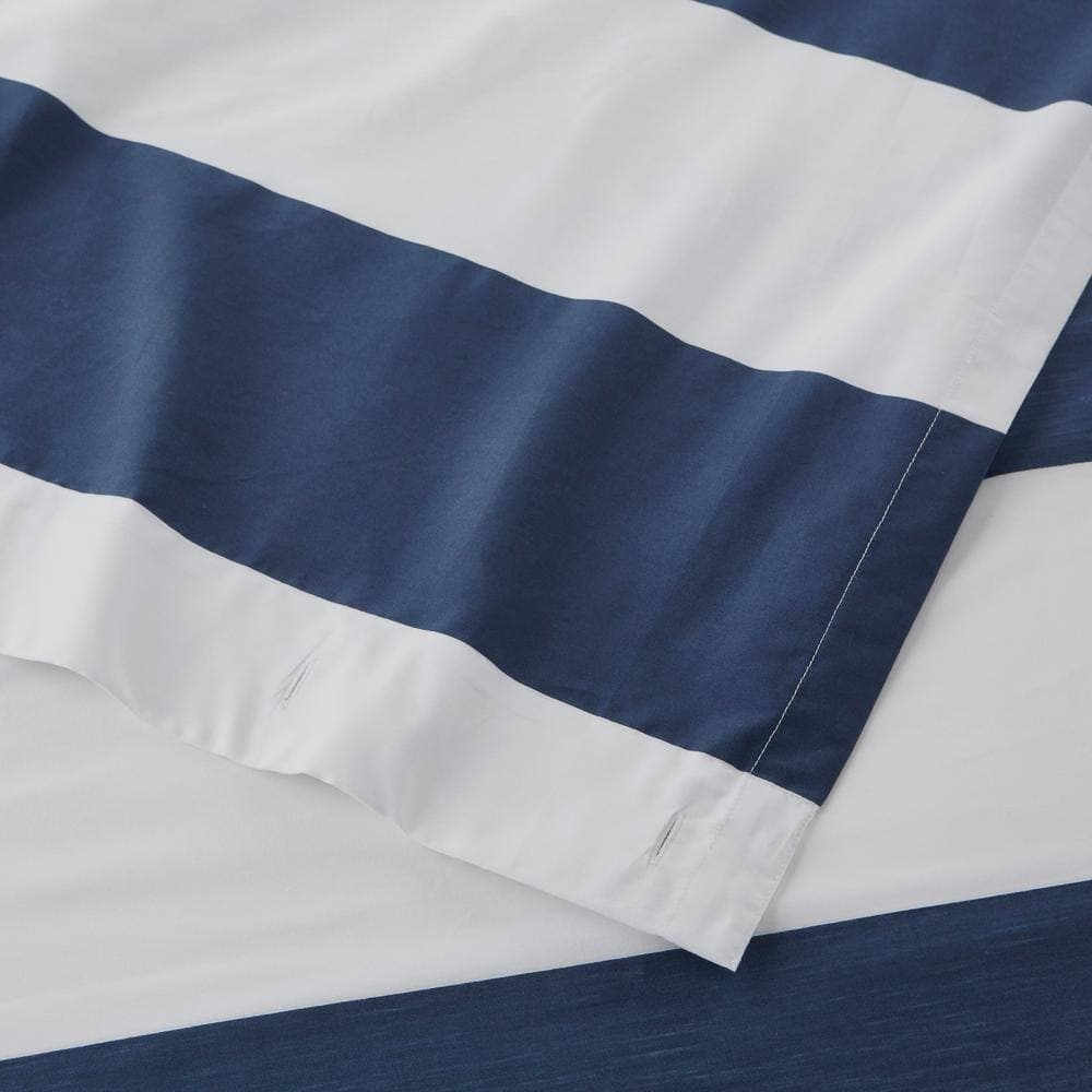 StyleWell Midnight Blue and White Rugby Stripe Shower Curtain (2)