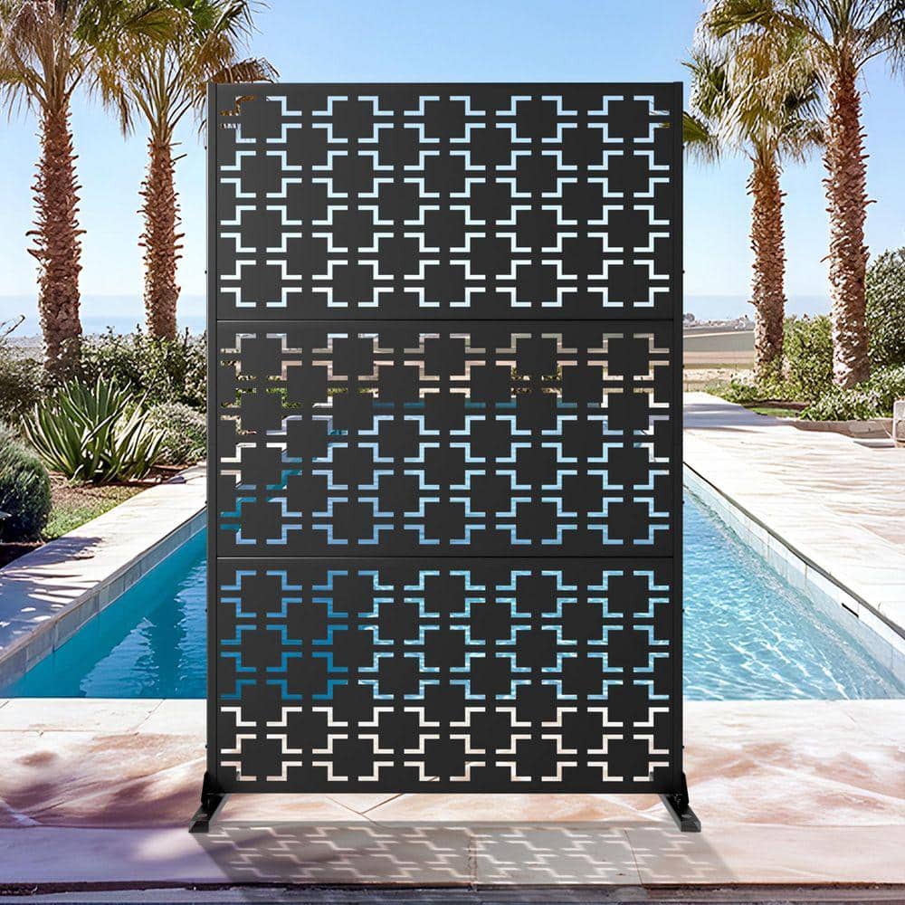 PexFix Black Outdoor Metal Galvanized Privacy Screen Fence Garden Panels