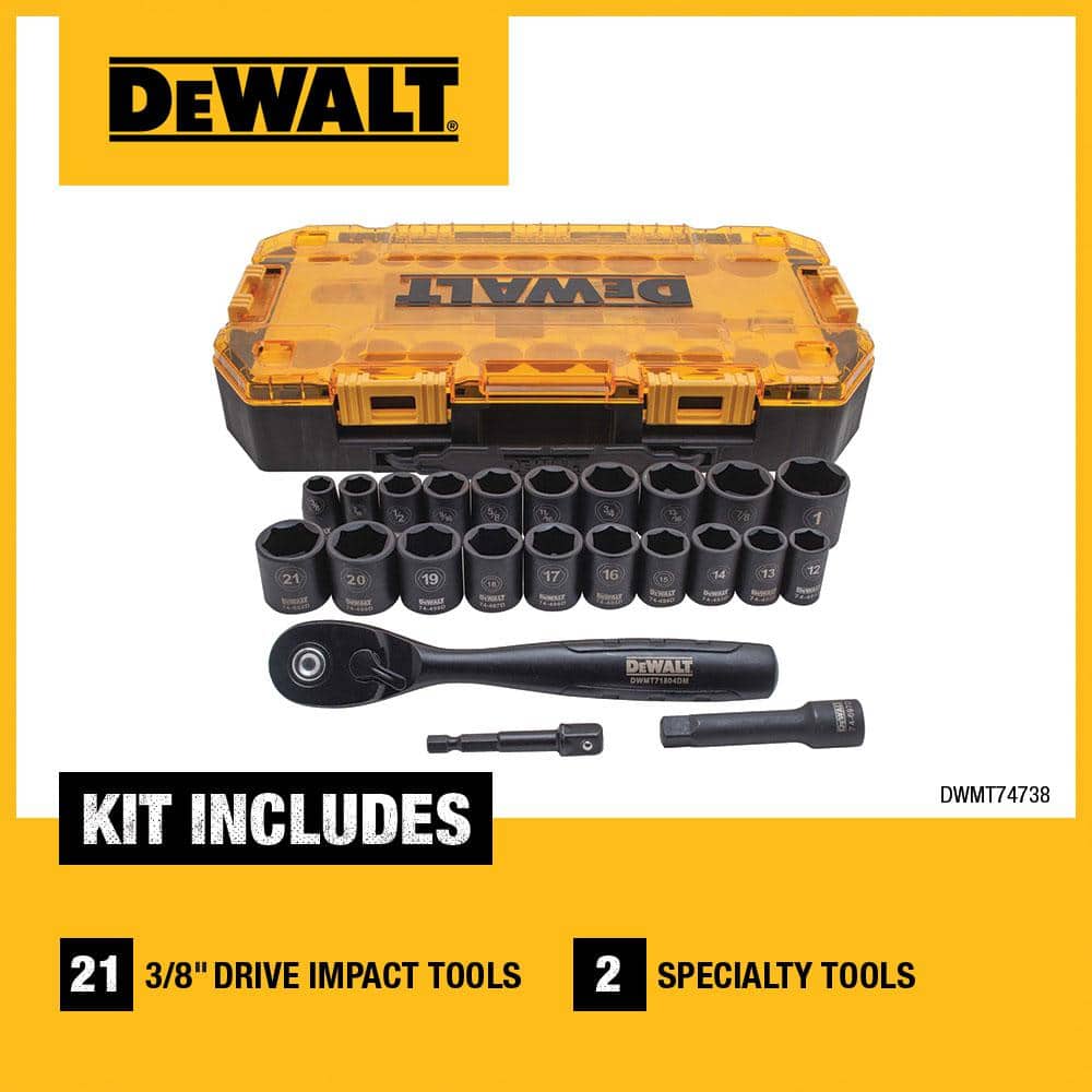 DEWALT 3/8 in. Drive Combination Deep Impact Socket Set with Ratchet (23-Piece) (2)