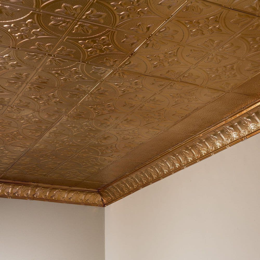 Great Lakes Tin Jamestown 2 ft. x 2 ft. Nail Up Metal Ceiling Tile in Copper (Case of 5) (3)