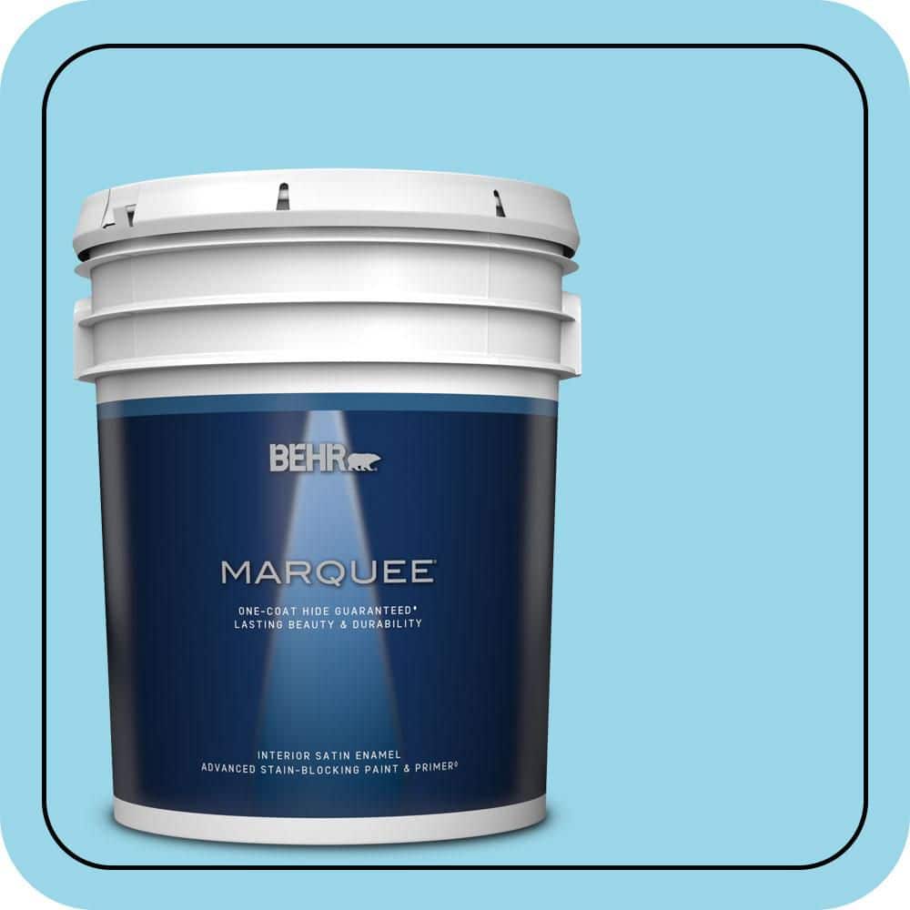 BEHR MARQUEE 5 gal. #P490-2 Blue Sarong Satin Enamel Interior Paint & Primer