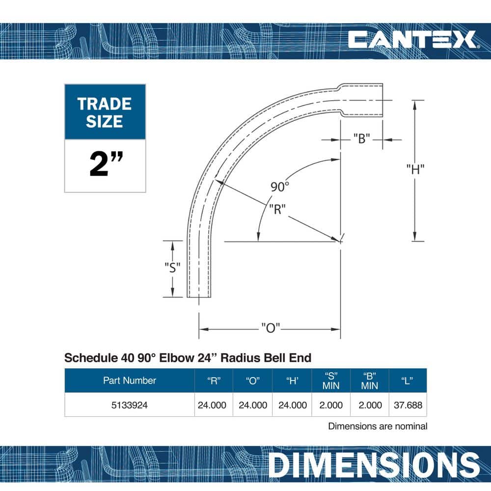Cantex 2 in. 90° 24 in. RAD Bell-End Elbow (2)