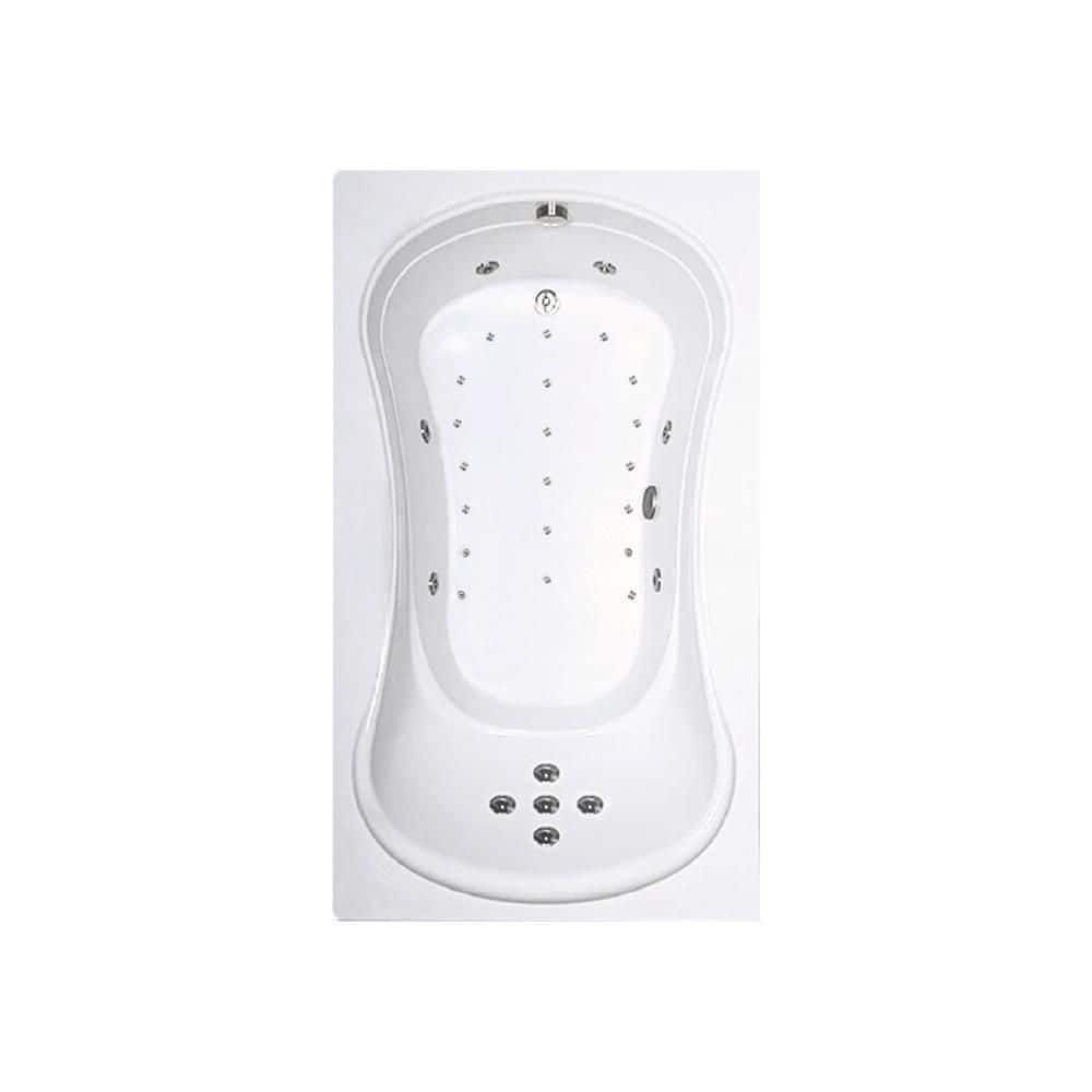Comfortflo 72 in. x 42 in. Acrylic Rectangular Drop-in Whirlpool and Air Bathtub with Reversible Drain in White