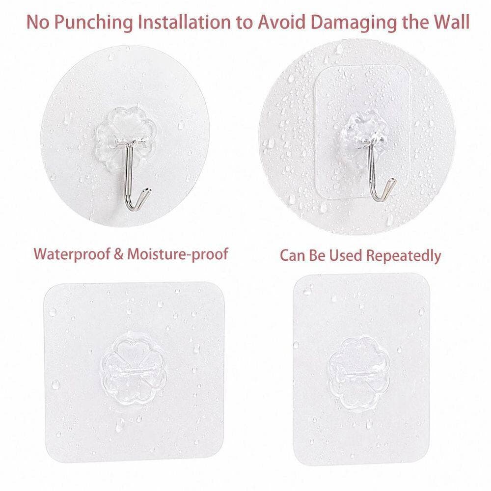 LAIFUCAM Adhesive Wall Hook Bath Accessory in Clear Finish, Heavy Duty 50 lbs, Waterproof, No Damage, 10 Pack (3)