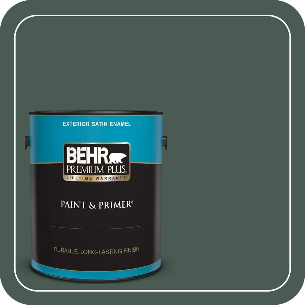 BEHR PREMIUM PLUS 1 gal. #S420-7 Secluded Woods Satin Enamel Exterior Paint & Primer