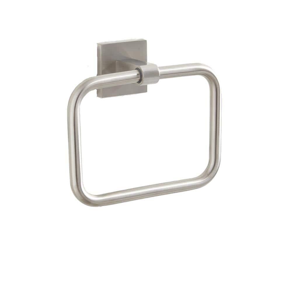 SIGNATURE HARDWARE Hibiscus Wall Mounted Towel Ring in Brushed Nickel (1)
