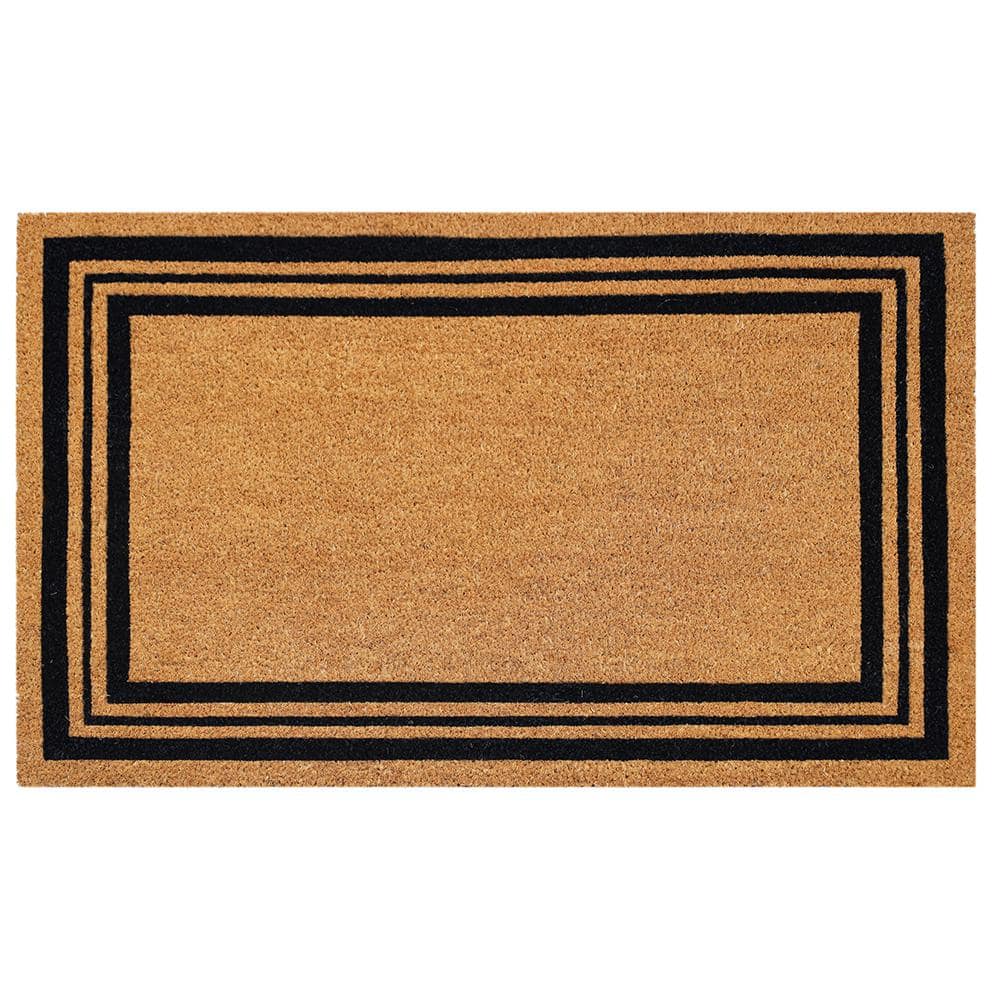 StyleWell Welcome Natural Black Border 24 x 36 Coir Non-Slip Outdoor Door Mat (2)
