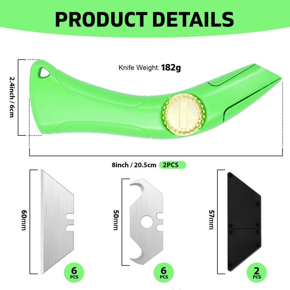 xinyoec 2-Set Heavy-Duty Roofing Shark Knives with 12-Fixed Blades and 2 Blade Box for Cutting Drywall, Duct and Cardboard (2)