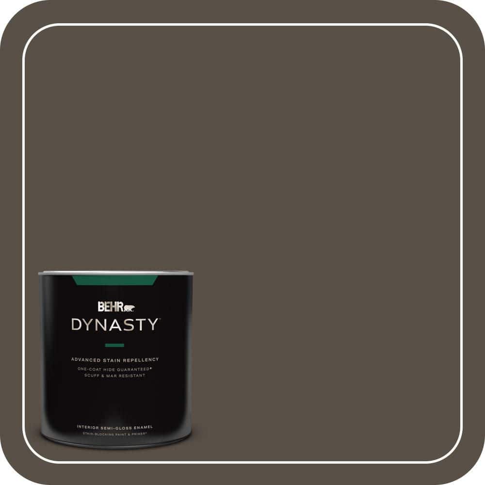 BEHR DYNASTY 1 qt. #N360-7 Potting Soil One-Coat Hide Semi-Gloss Enamel Interior Stain-Blocking Paint and Primer