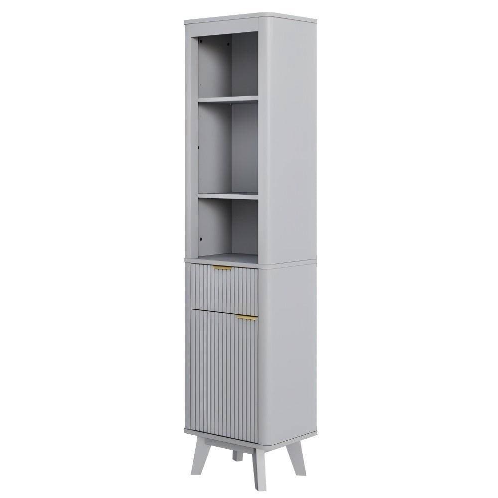 EPDXLXM 16 in. W x 12 in. D x 68 in. H Gray Linen Cabinet, Tall Bathroom Storage Cabinet with Drawers and Adjustable Shelf (3)