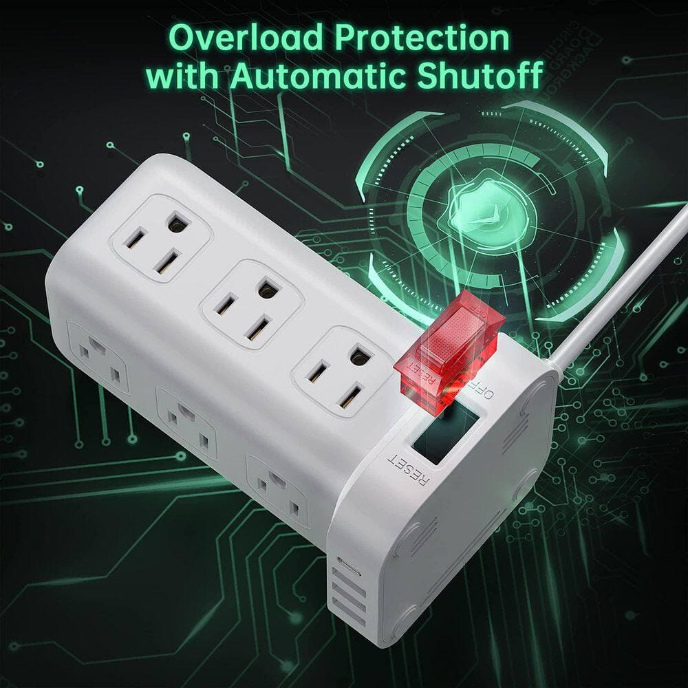 Lukyamzn 16 in 1 Tower Power Strip 6.5 ft. 12-Outlet 3-USB-A Ports 1-USB-C Port Surge Protector with Overload Protection (3)