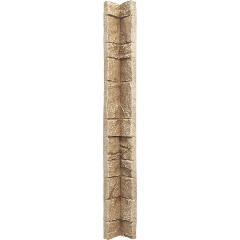 Ekena Millwork Universal Inside Corner for EverStone Faux Stone Siding Panels, 3"W x 3"D x 48"H, Desert Sand Color (1)