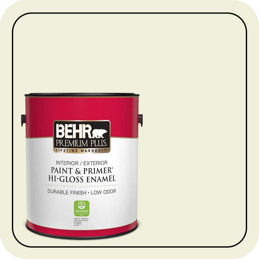 BEHR PREMIUM PLUS 1 gal. #P360-1 Budding Leaf Hi-Gloss Enamel Interior/Exterior Paint & Primer
