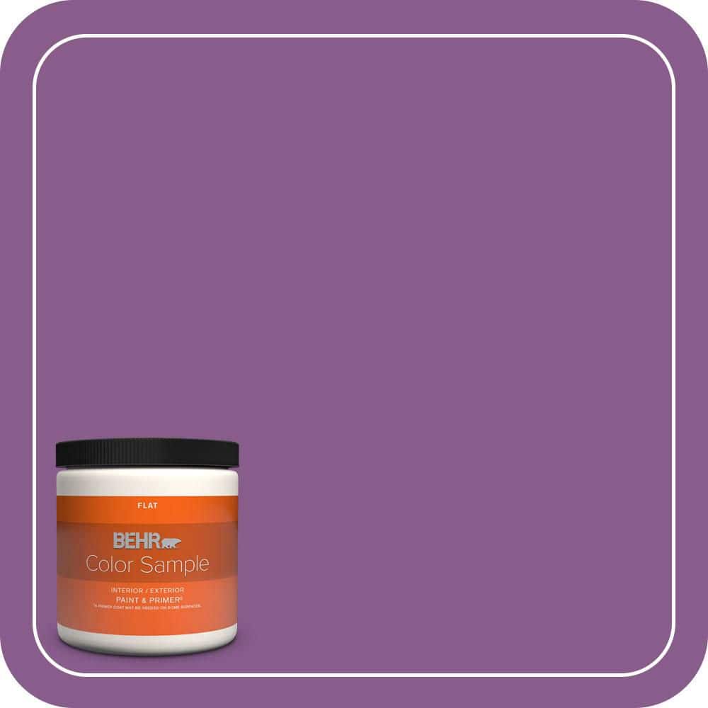 BEHR PREMIUM PLUS 8 oz. #670B-7 Candy Violet Flat Interior/Exterior Paint & Primer Color Sample