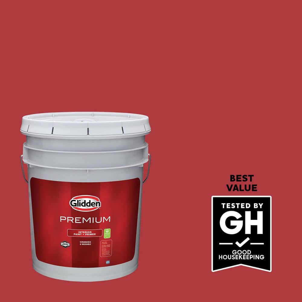 Glidden Premium 5 gal. PPG1187-7 Red Gumball Flat Interior Latex Paint