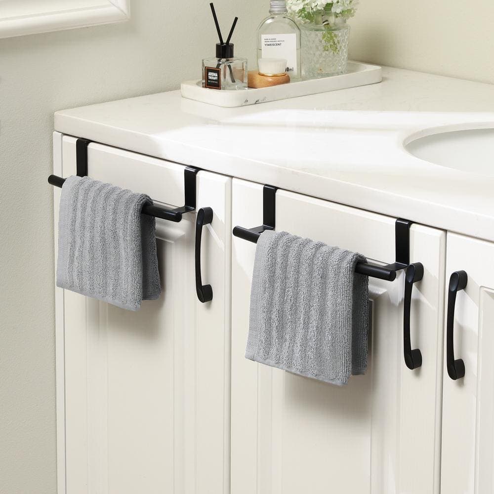 KES 2-Piece Over The Door Towel Rack Over Cabinet Towel Holder for Kitchen and Bathroom in Matte Black (2)
