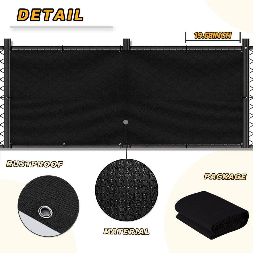 Unbranded 3 ft. x 10 ft. Black HDPE Sand Composite Balcony Privacy Screen Fence Cover for Deck, Patio, Backyard, Pool (2)