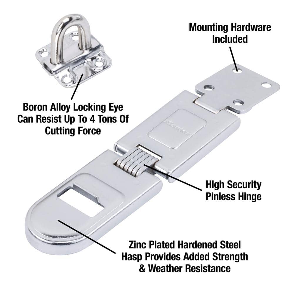 Master Lock Steel Heavy Duty Hasp Latch, 6-1/4 in. Long (4)