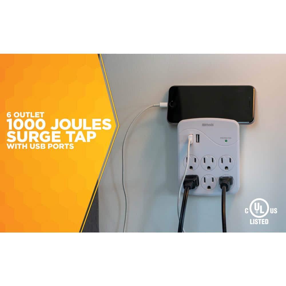 Woods 6-Outlet Surge Tap with Phone Cradle (3)