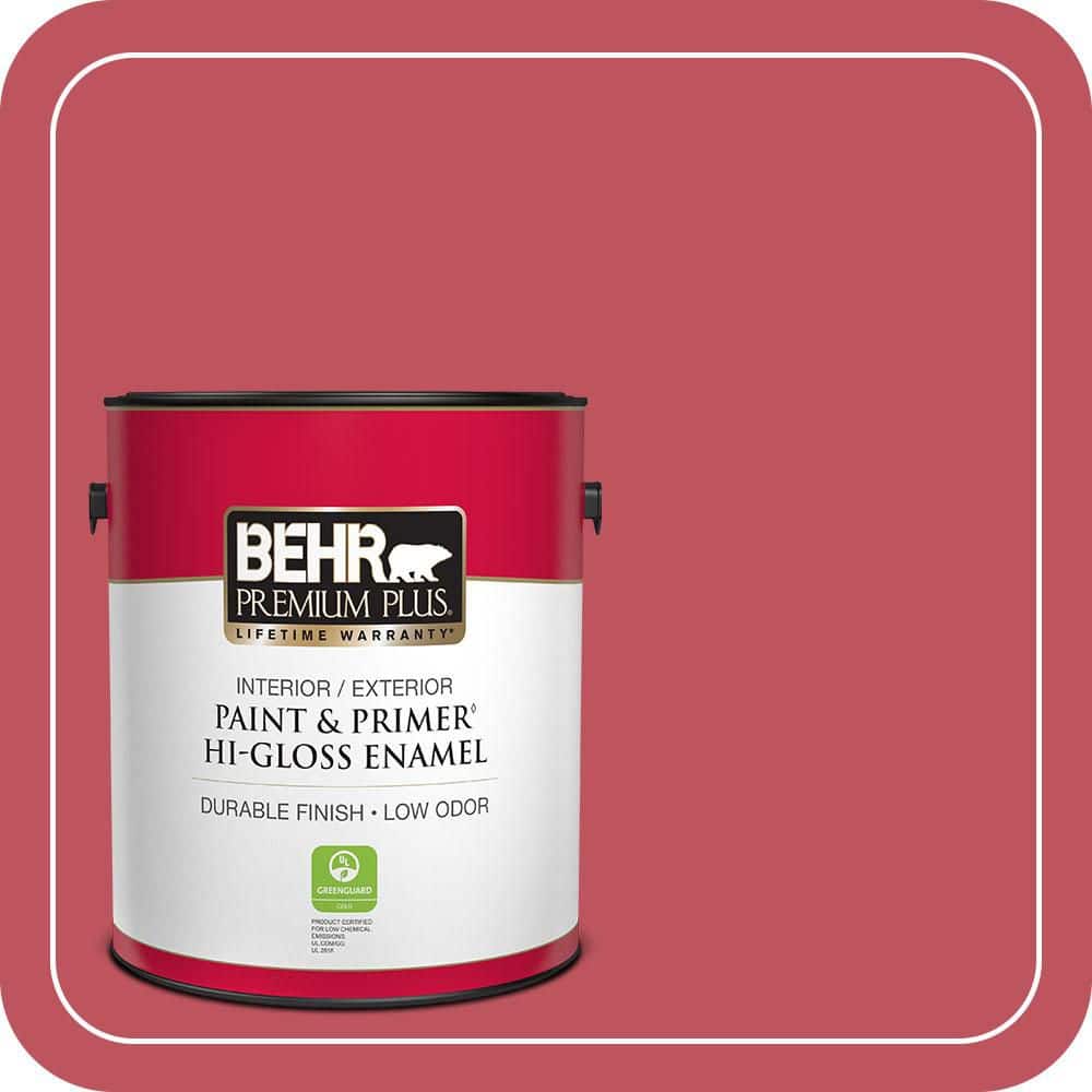 BEHR PREMIUM PLUS 1 gal. #P140-6 Hibiscus Flower Hi-Gloss Enamel Interior/Exterior Paint & Primer