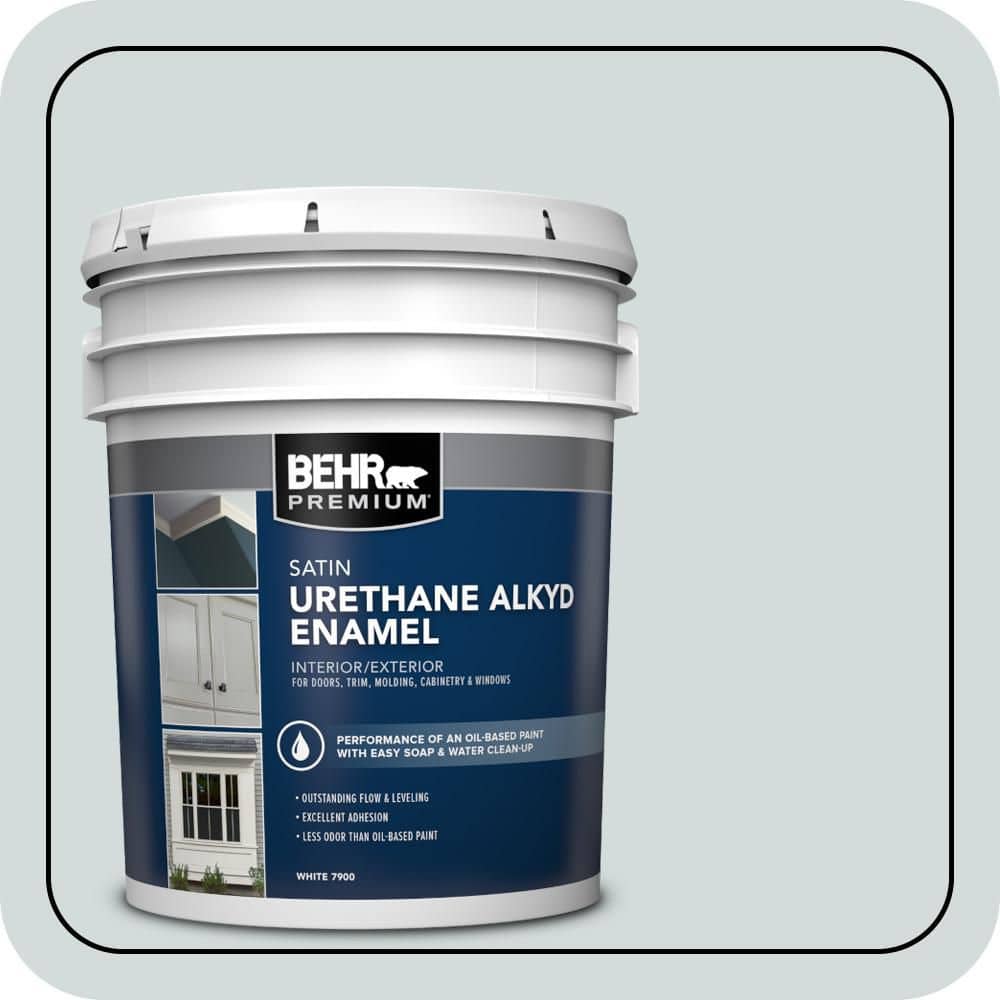 BEHR PREMIUM 5 gal. #PPU12-13 Urban Mist Urethane Alkyd Satin Enamel Interior/Exterior Paint