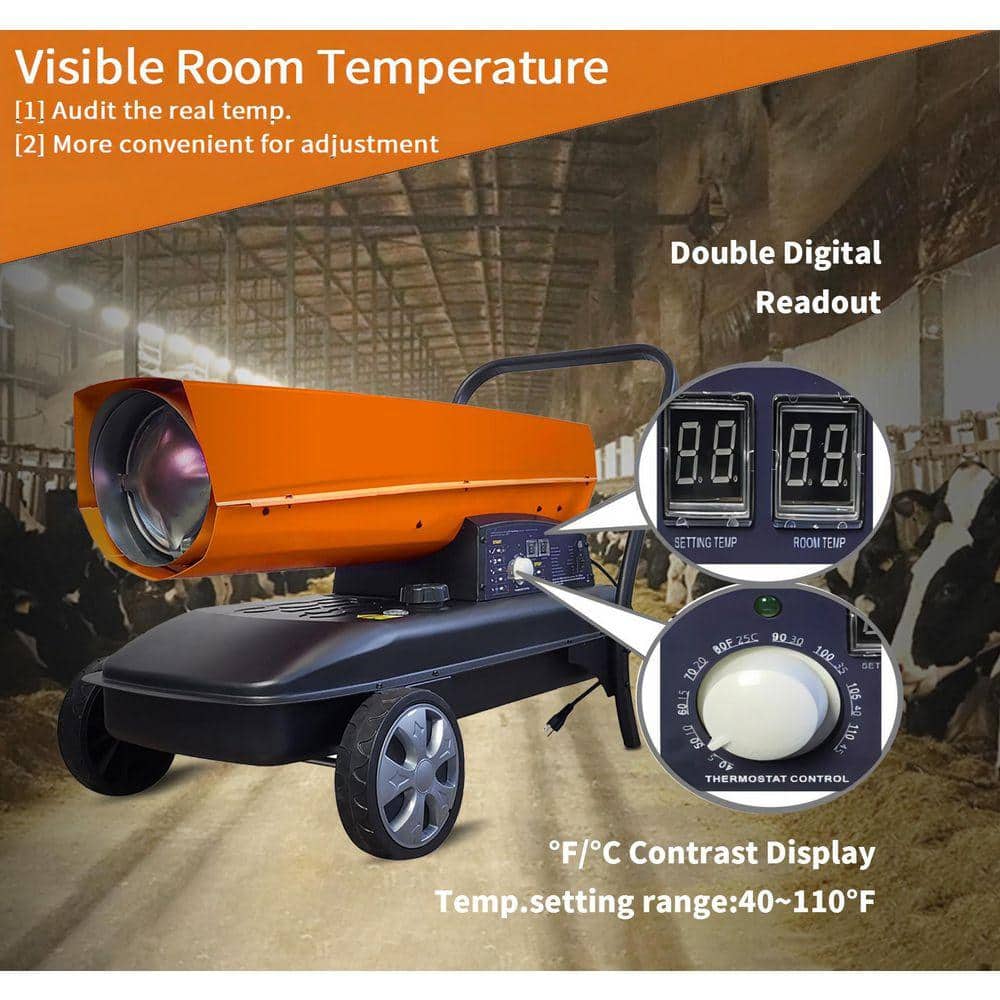 Unbranded 125000 BTU Portable Torpedo Forced Air Kerosene/Diesel Space Heater with Thermostat Control and Overheat Protection (2)