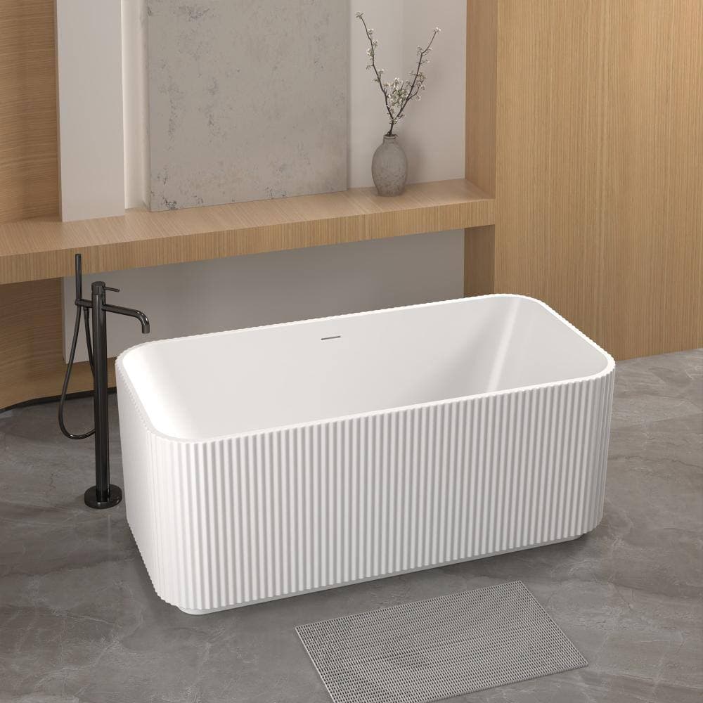 Flynama 67 Inch Gloss White Acrylic Freestanding Tub, Chrome Overflow, Pop-Up Drain with cUPC Certification (2)