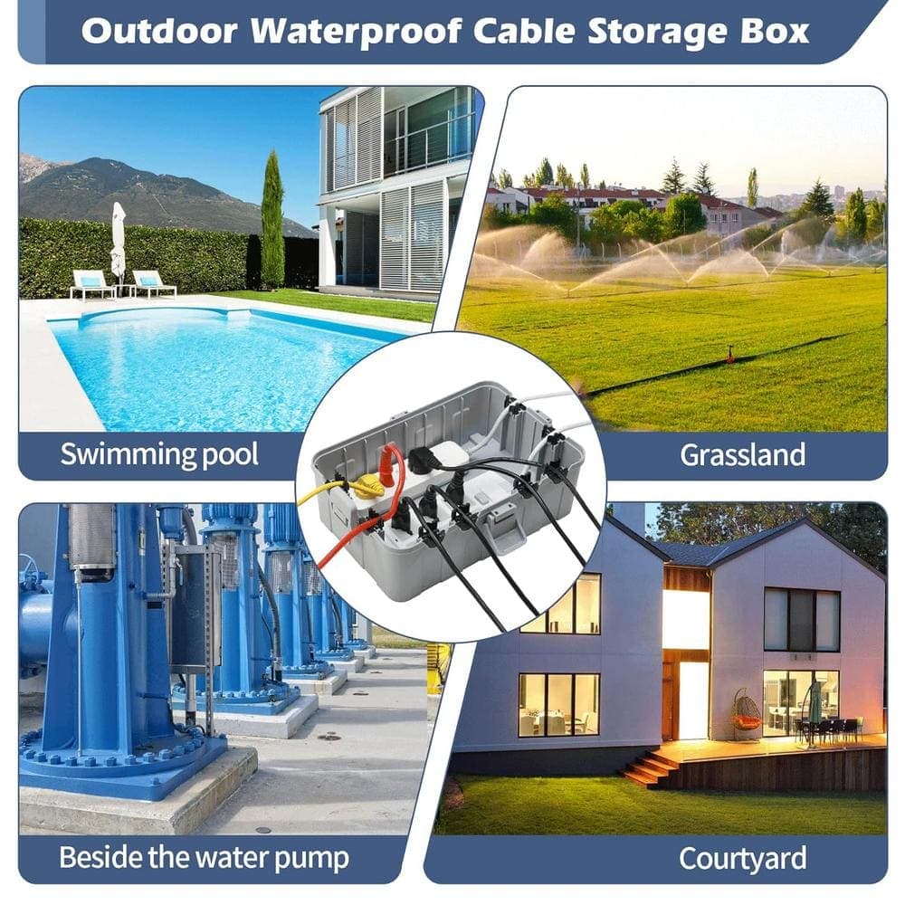 Lukyamzn 12.5 in. D x 8.5 in. W x 5 in. H Plastic Gray Outdoor Electrical Box 1-Gang with IP54 Waterproof and Weatherproof (3)