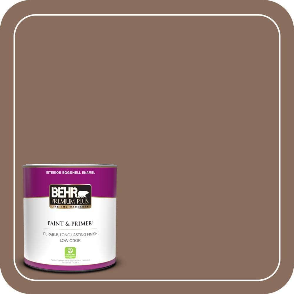 BEHR PREMIUM PLUS 1 qt. #N190-6 Nut Brown Eggshell Enamel Low Odor Interior Paint & Primer