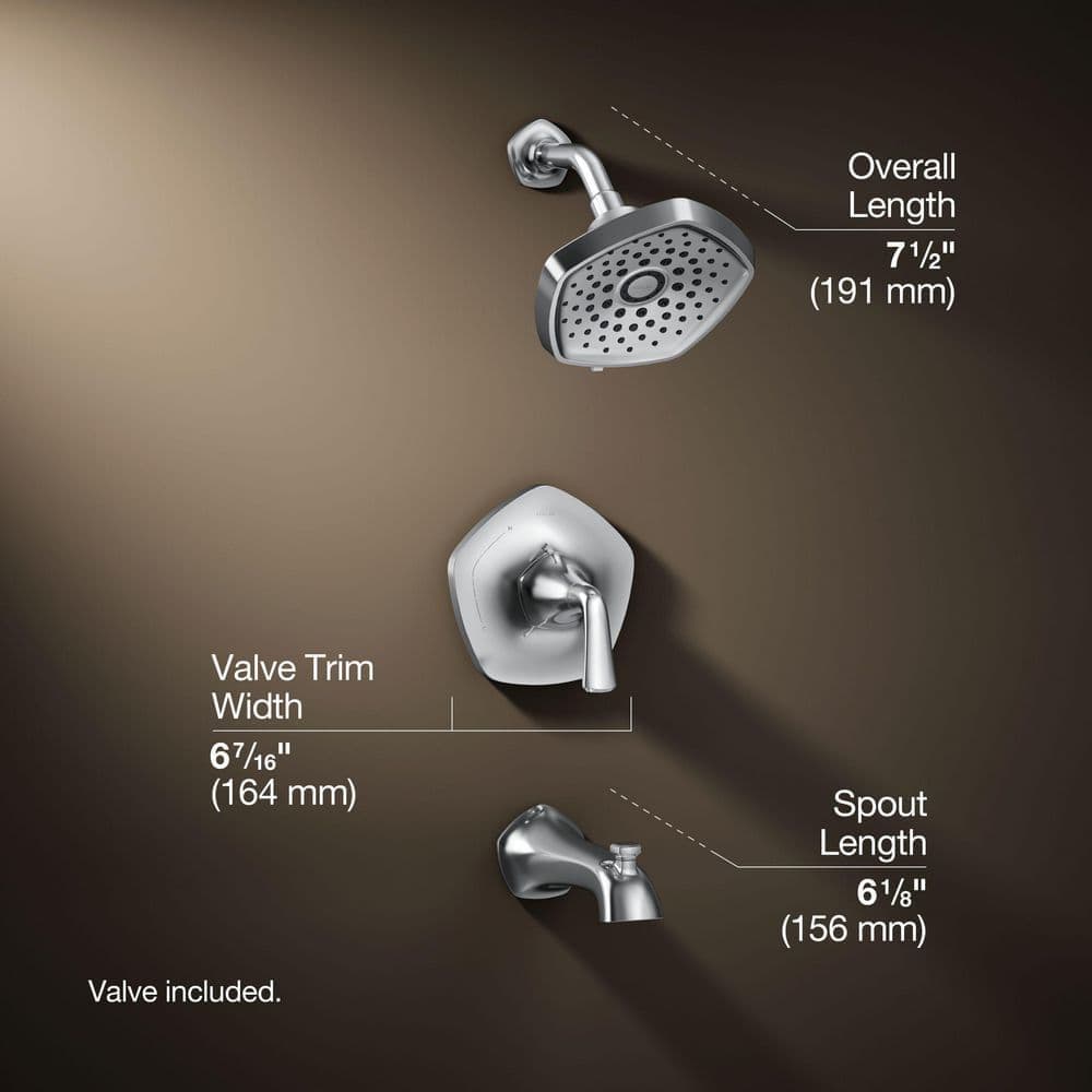 KOHLER Sundae Single-Handle 3-Spray Tub and Shower Faucet 1.75 GPM in Polished Chrome (Valve Included) (3)