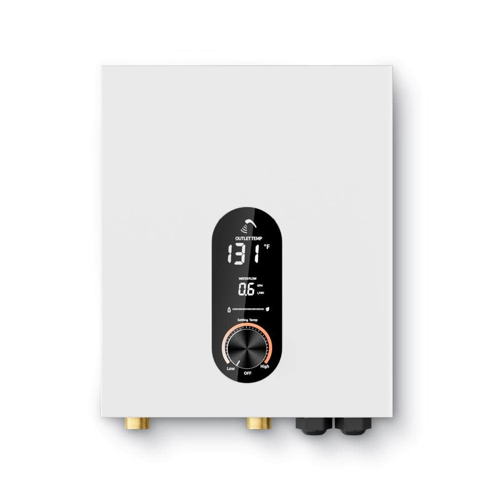 FUFU&GAGA 18KW Tankless Electric Water Heater, 240V Instant Hot Water Heater in White with LED Display, Safety Protection (1)