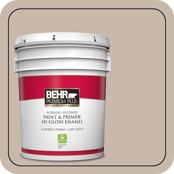 BEHR PREMIUM PLUS 5 gal. #N230-3 Armadillo Hi-Gloss Enamel Interior/Exterior Paint & Primer (2)