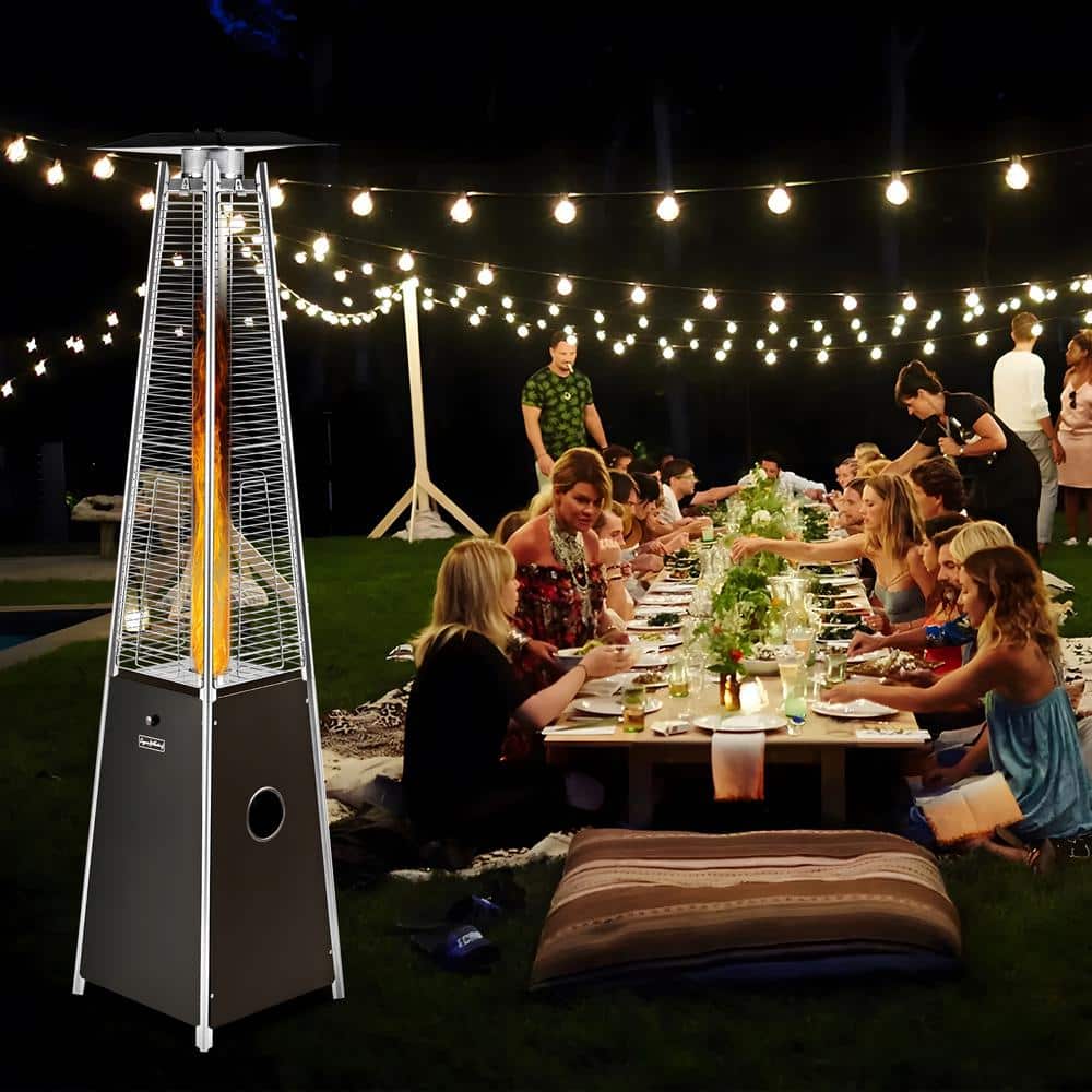 Hooure Outdoor 40,000 BTU Brown Propane Heater, Steel Pyramid Flame Heater (2)