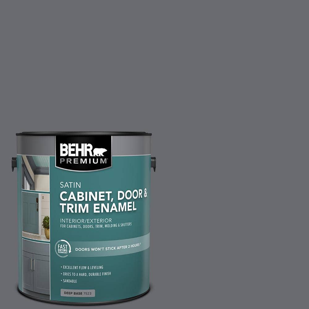 BEHR PREMIUM 1 gal. #HDC-CL-04G Liberty Bell Gray Satin Enamel Interior/Exterior Cabinet, Door & Trim Paint (1)