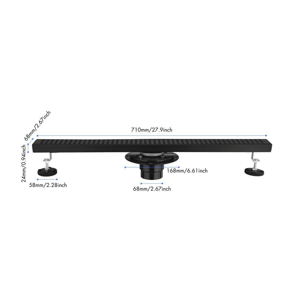 Tahanbath 28 in. Linear Shower Drain 304 Stainless Shower Drain Included Hair Strainer and Leveling Feet (2)