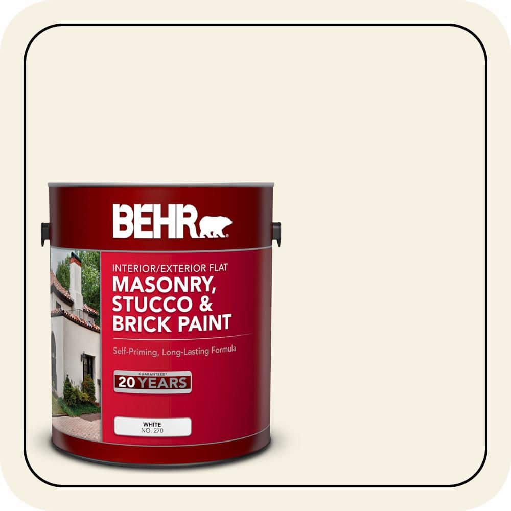 BEHR 1 gal. #OR-W14 White Veil Flat Interior/Exterior Masonry, Stucco and Brick Paint