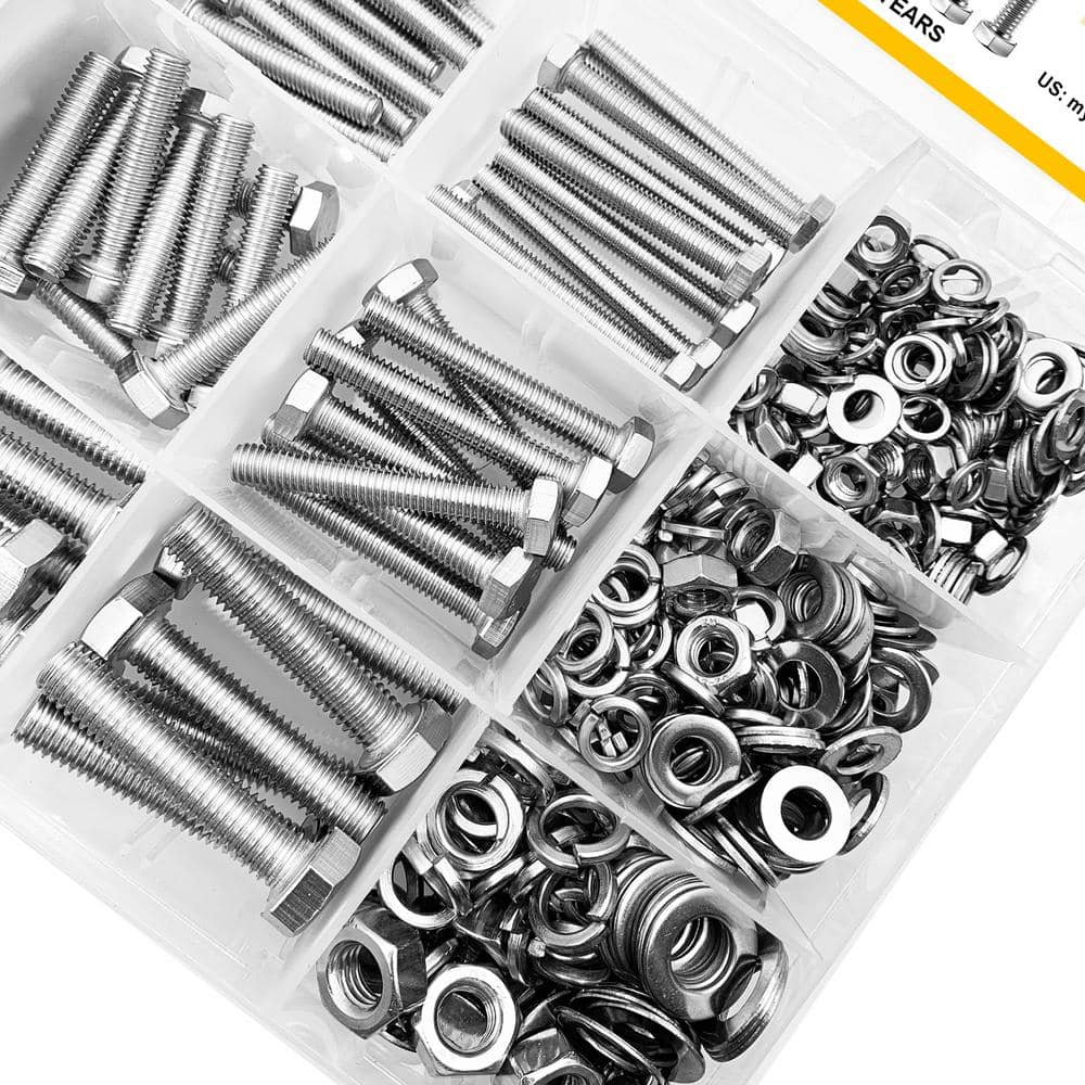 MYWISH 448-Piece M5 M6 M8 Hex Head Bolt, Nut and Washer Assortment Kit, 304-Stainless Steel Nut Bolt Set (3)