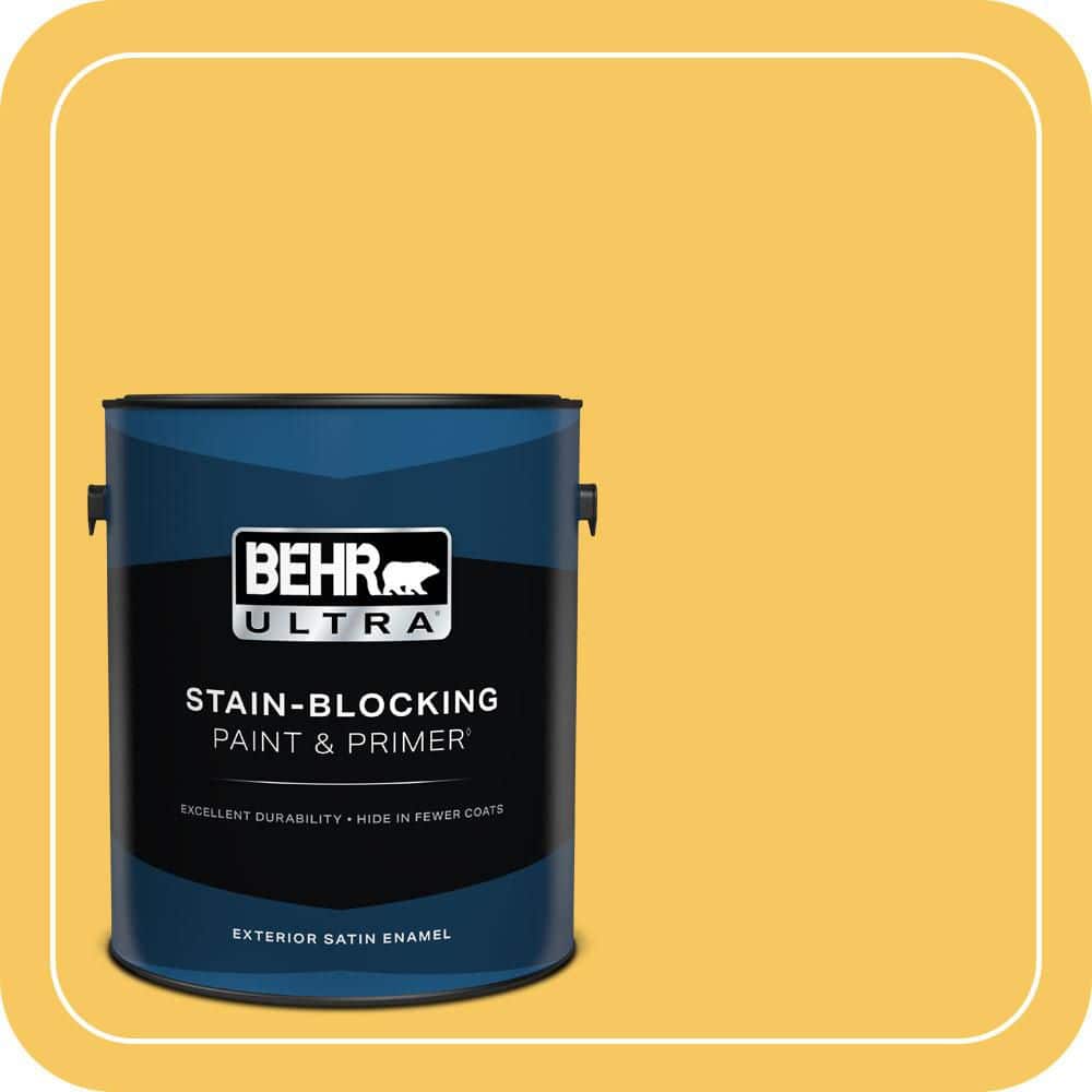BEHR ULTRA 1 gal. #P280-5 Little Sun Dress Satin Enamel Exterior Paint & Primer