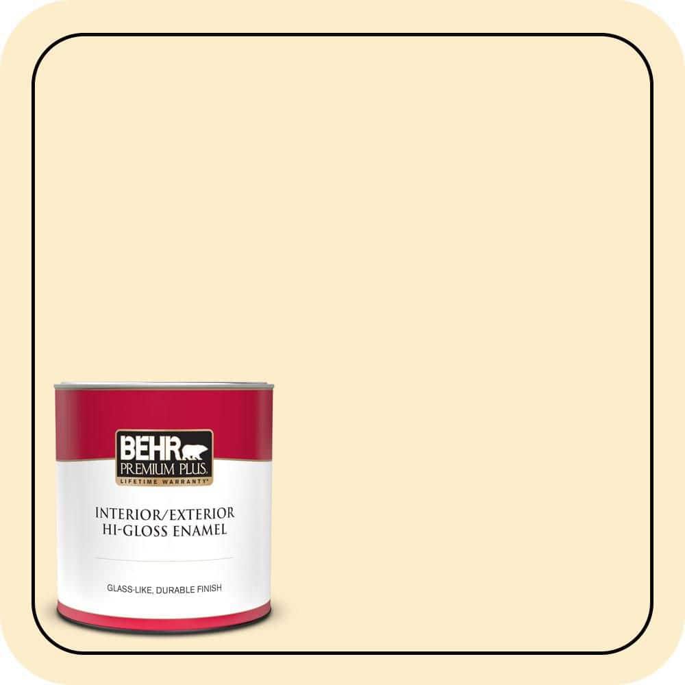 BEHR PREMIUM PLUS 1 qt. #P270-1 Honey Infusion Hi-Gloss Enamel Interior/Exterior Paint & Primer