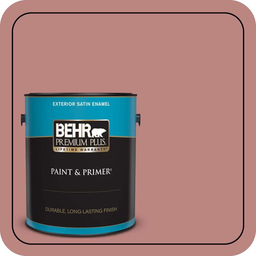 BEHR PREMIUM PLUS 1 gal. #S150-4 Red Clover Satin Enamel Exterior Paint & Primer