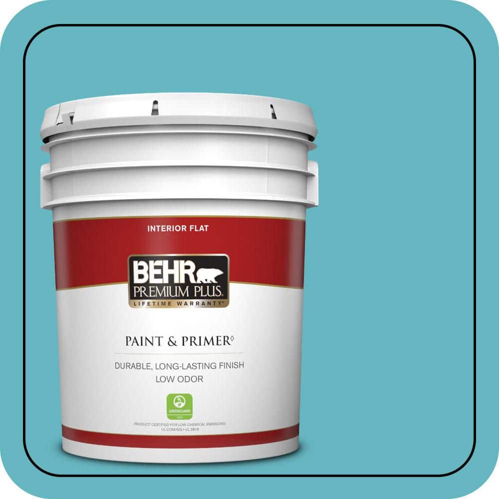 BEHR PREMIUM PLUS 5 gal. #520D-5 Tropical Tide Flat Low Odor Interior Paint & Primer