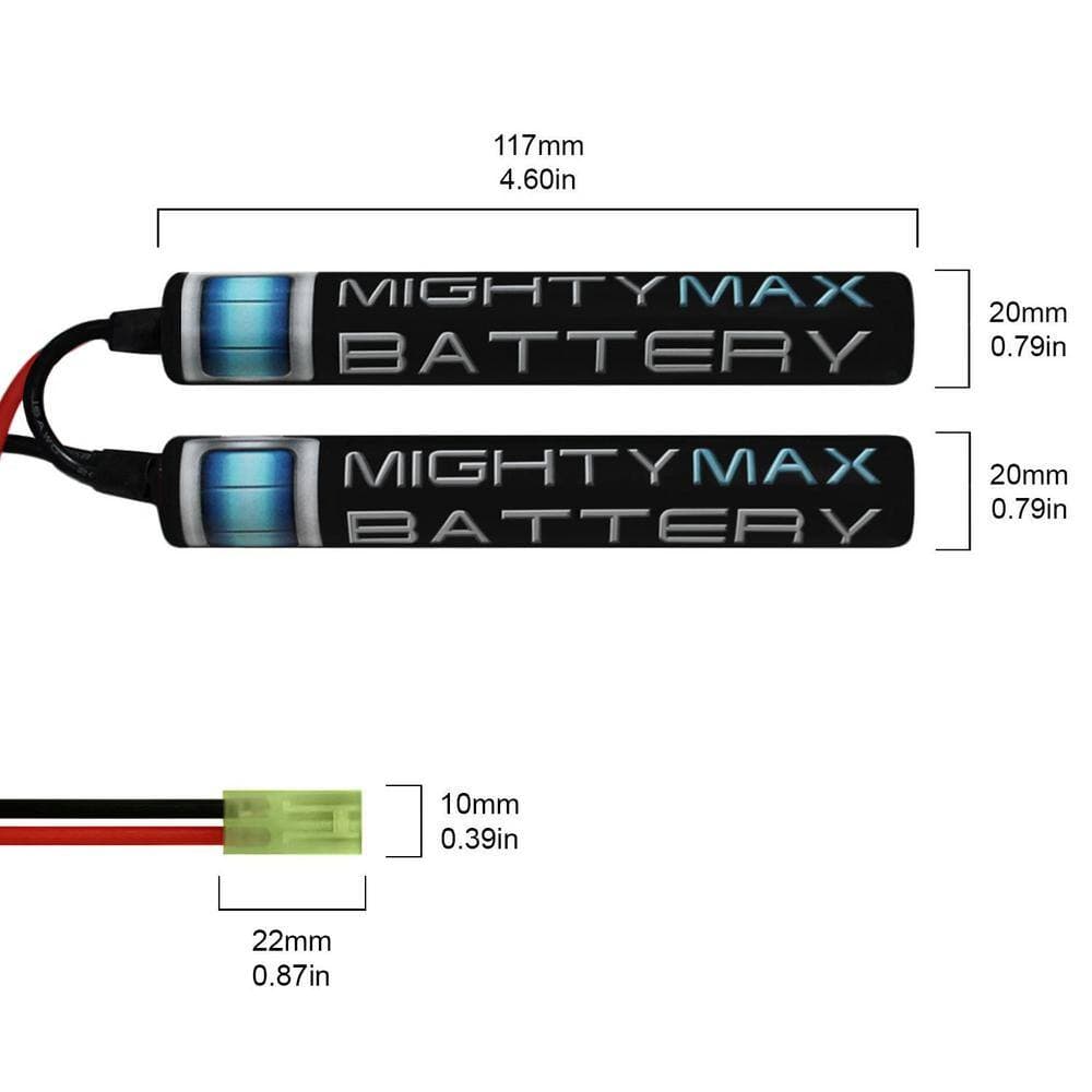 MIGHTY MAX BATTERY 9.6v 1600mAh NiMH Battery for Electric Airsoft Military Gun (2)