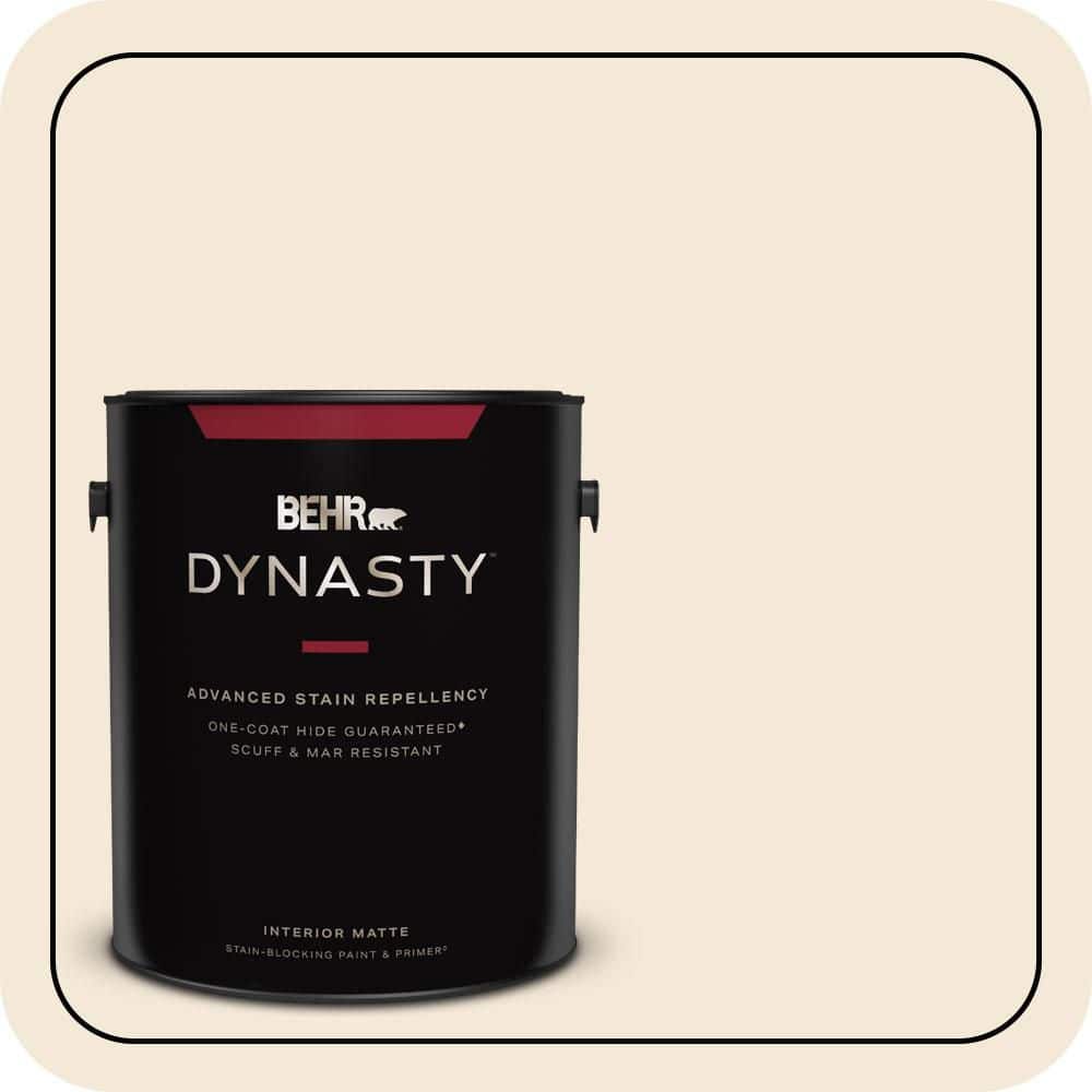 BEHR DYNASTY 1 gal. #OR-W09 Cottage White Matte Interior Stain-Blocking Paint & Primer