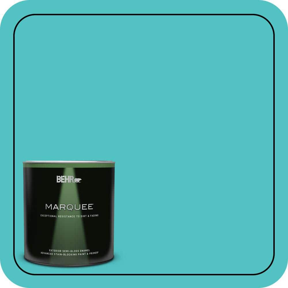 BEHR MARQUEE 1 qt. #500B-4 Gem Turquoise Semi-Gloss Enamel Exterior Paint & Primer (1)