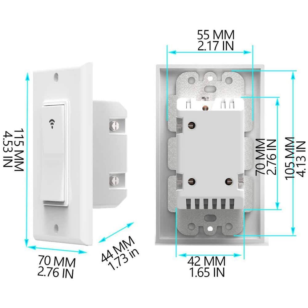 AVATAR CONTROLS Smart Single-Pole Rocker Switch with Wi-Fi Control and Bluetooth Remote(1-Pack) (2)