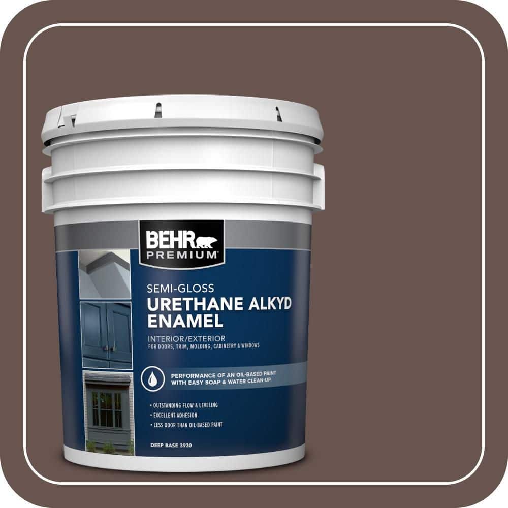 BEHR PREMIUM 5 gal. Home Decorators Collection #HDC-CL-13A Library Leather Urethane Alkyd Semi-Gloss Enamel Interior/Exterior Paint