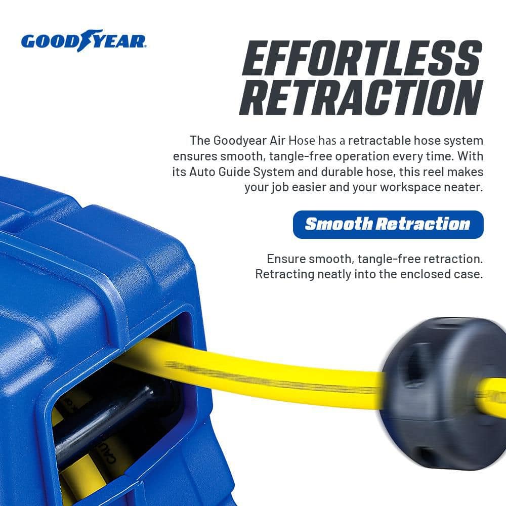 Goodyear 3/8 in. x 50 ft. Polypropylene Air Hose Reel Hybrid Polymer Hose (3)